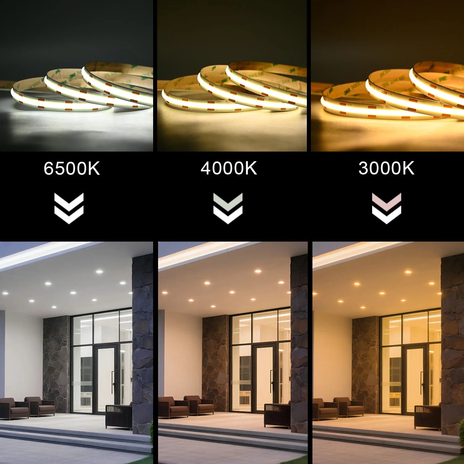 Linear Dimmable 24V 12V COB LED Strip Light 528LEDs/m High Density Flexible LED Ribbon Tape Ra90+ 3000K 4000K 6500K LED Lighting