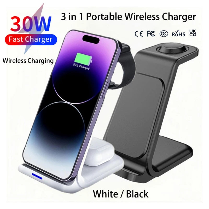 3-in-1 Wireless Charger 30W Fast Charging Station